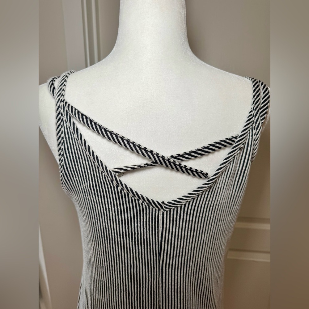 NWT Black White Striped Slip Dress Midi Nightgown Lounge, Small, Soft Stretch - Picture 6 of 7